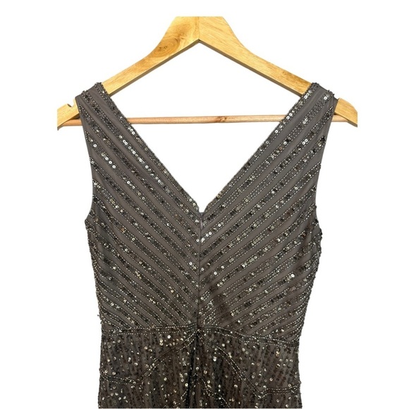 Adrianna Papell Gown Formal Dress Maxi- Sleeveless V-Neck Beaded 0 - Picture 2 of 8